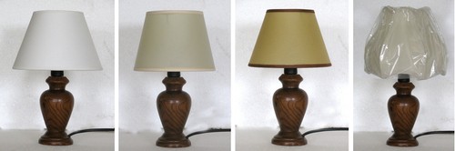 Lampe abat jour lumetto kelche wein nachttisch hölzern gedreht col walnuss