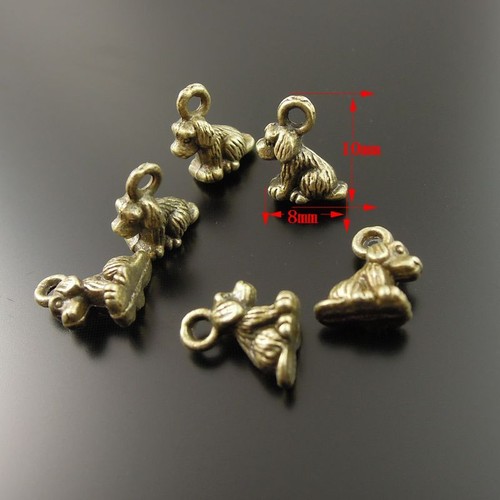 100pcs Antiqued Bronze Vintage Alloy Aniaml Cute Dog Pendant Charms 35473