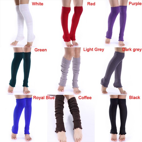 Women Winter Long Leg Warmers Knit Crochet Leggings Stockings Thigh High RDUK