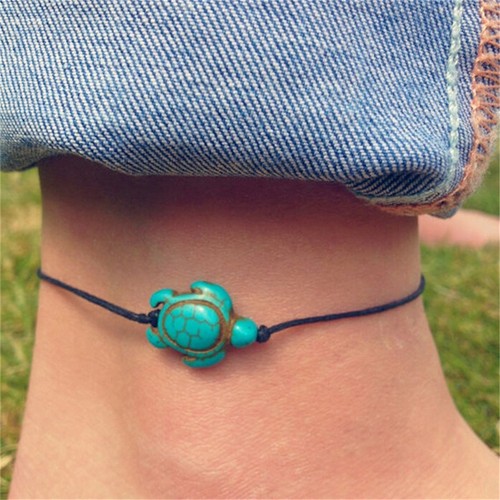 Femmes Boho Turquoise Turtle Cheville Bracelet Pied Chaîne Bijoux de Plag r