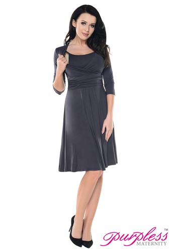 Purpless Maternity 2 in 1 Pregnancy /& Nursing 3//4 Sleeved Skater Dress 7240