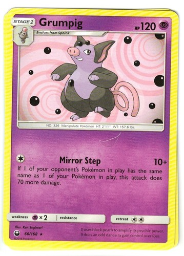 Grumpig 60//168 Rare NM-M Pokemon TCG Celestial Storm