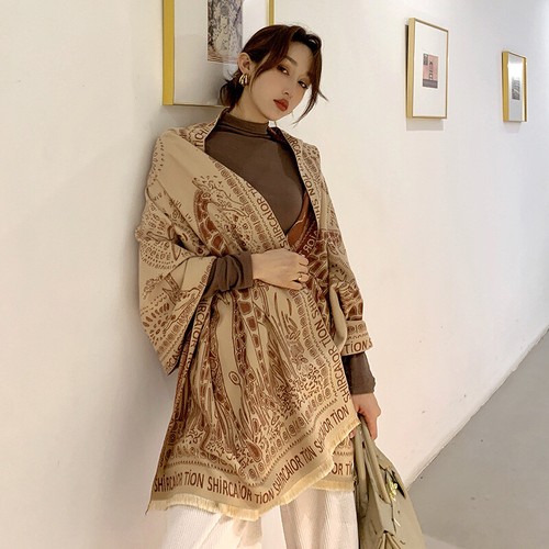 Imitate Cashmere Long Scarf Women Vintage Giraffe Print Kerchief Shawl 190*60cm
