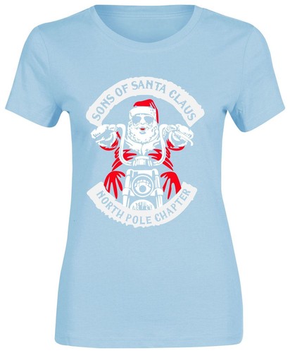 Figli di Babbo Natale Stampa T-Shirt da Donna Maniche Corte Ragazza Cotone Tee Casual LOTTO
