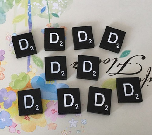 TEN A to Z in Stock! 10 Black Scrabble Tiles Letters Letter D Individual