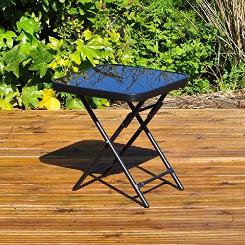 Small Folding Garden Table Side Patio Outdoor Coffee Tea Drinks Glass Furniture