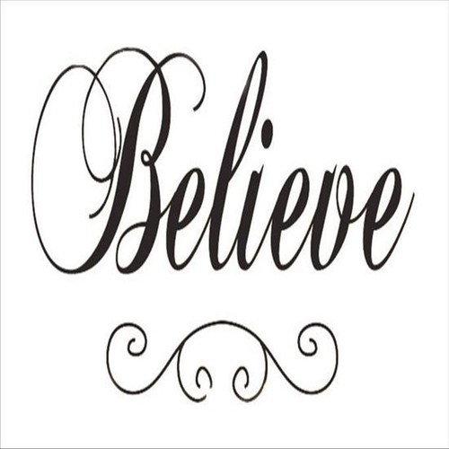 Huhome PVC Wall Stickers Wallpaper English BELIEVE inspirational home decor back