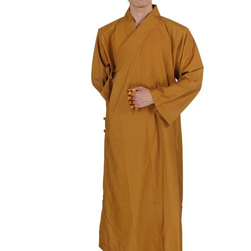 Shaolin Dress Buddhist Monk Mens Cotton Meditation Long Robes Gowns Kung Fu Suit