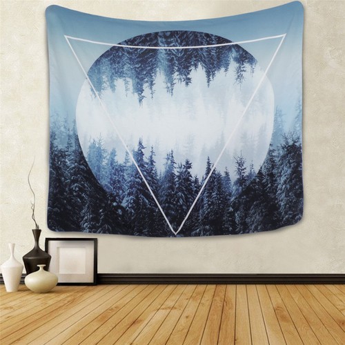 Snow Forest Sunset Tapestry Wall Hanging Psychedelic Tapestries Bedroom Decor