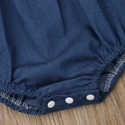 US Cute Infant Kid Baby Girl Princess Denim Jumpsuit+Bow Headband Outfits 2pcs