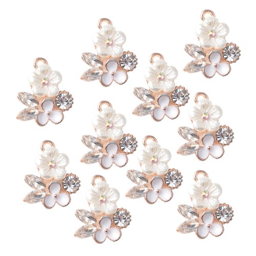 10x Decorative Craft Pearl Buttons Alloy Charms Flatback Pearl Embellishment