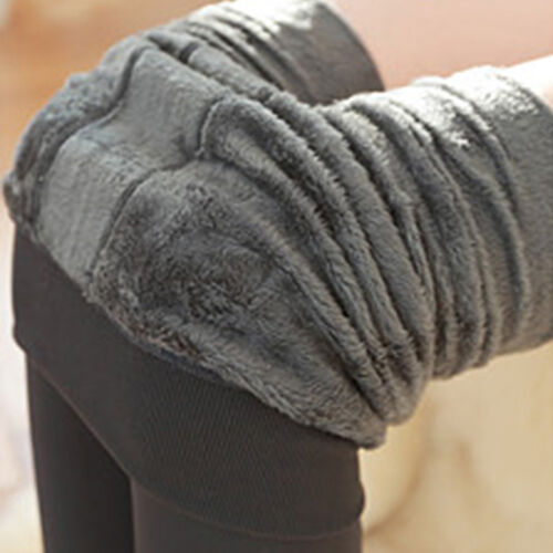 Women's Winter Thick Warm Fleece Lined Skinny Footless Leggings Stretch Pants 