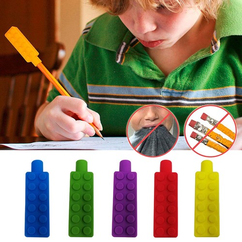 Sensory Chew Necklace Brick Chewy Kids Autism Silicone Biting Pencil Topper