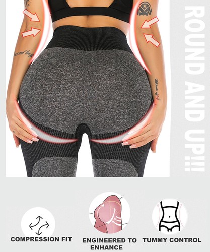Womens High Waisted Yoga Leggings Pants Seamless Gym Exercise Running Jogging