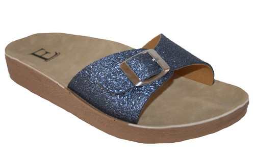 5 COLS OPTIONS LADIES METALLIC FOOTBED BUCKLE STRAP MULE SANDAL SIZES 3-8