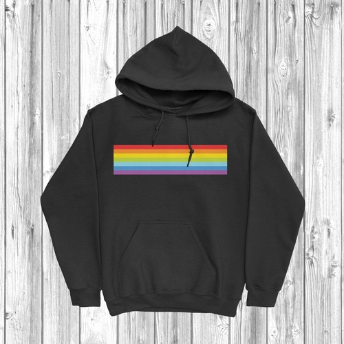 Rainbow Stripe Hoodie Gift Present LGBT Pride Love