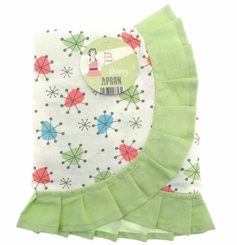 VINTAGE RETRO STYLE 50/'S INSPIRED GREEN PINNY COOKING WAIST KITCHEN APRON