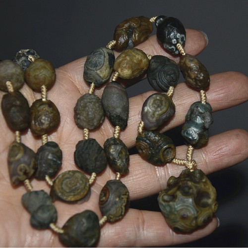 La shan Gobi naturel 100/% Eye Agate Rough Stone-Hand Weaving Corde Collier