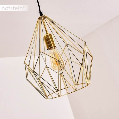 Vintage goldfarbene Hänge Lampe Pendel Leuchte Wohn Ess Zimmer Beleuchtung