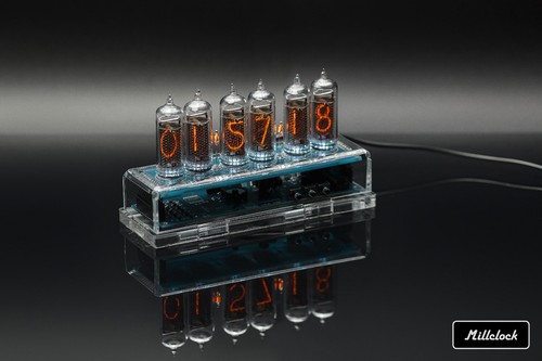 IN-14 NIXIE TUBE CLOCK ASSEMBLED ACRYLIC ENCLOSURE ADAPTER 6-tubes by MILLCLOCK