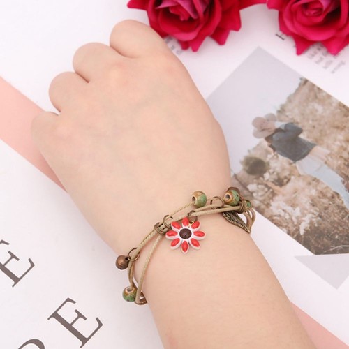 Vintage Artisanat Pour Femme Fille À faire soi-même Feuille Fleur Bracelet Céramique