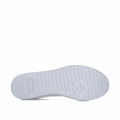 Lace Fastening Cushioned Junior Girls Lacoste Carnaby Evo Trainers White Pink