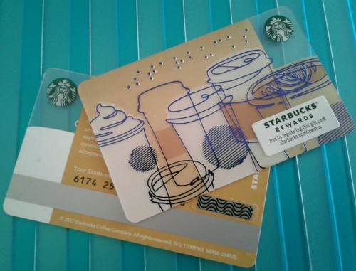 MINT Braille Cups 2017 PVC Plastic COLLECTIBLE # 6174 STARBUCKS GIFT CARD