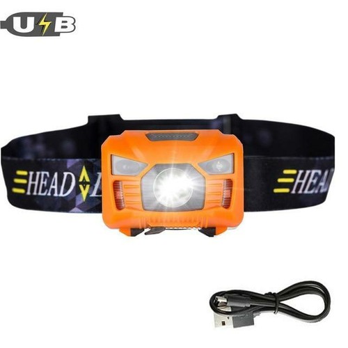 CREE 5W LED Body Motion Sensor Headlamp Mini Headlight Rechargeable Outdoor Camp