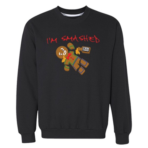 Gingerbread Man I/'m Smashed Santa Ugly Christmas Sweater Funny Cookie Sweatshirt