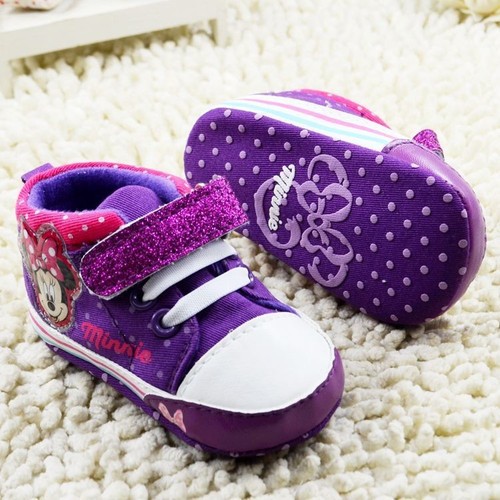 0-18M Minnie,Winnie The Pooh Baby Purple//Hot Pink soft Sole Trainers First Shoe