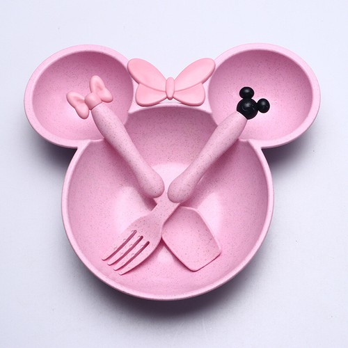 Children Food Cartoon Dishes Wheat Straw Baby Bowl Dinnerware Set Dining Plate
