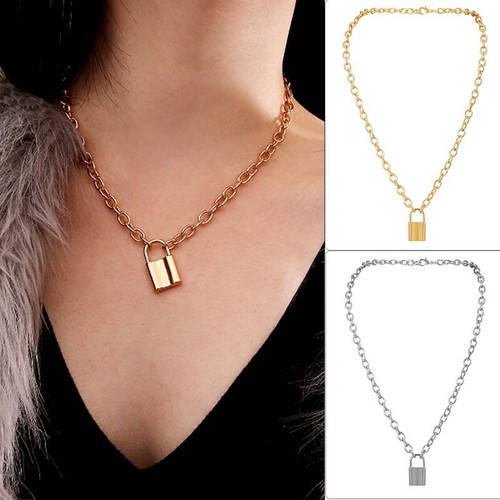 Punk Unisexe Femmes Cadenas Collier Acier Inoxydable Pendentif Chaîne Club partyfd BR