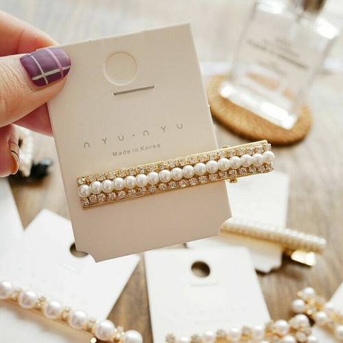 Women/'s Girls Pearl Letter Hair Clip Hairpin Slide Grips Barrette Gold Silver