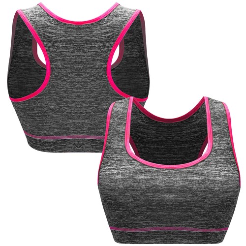 Bongual Sport-BH bügellos Seamless bra fitness top ringerrücken gris//Rosa flúor