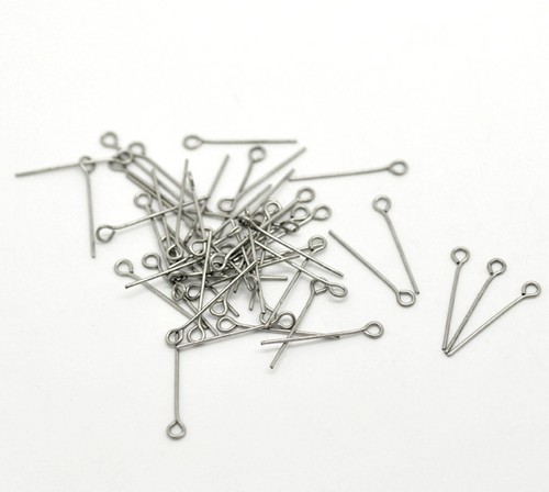 2500PCs Clous Tiges à oeil Acier inoxydable 2.2cm x 0.7mm