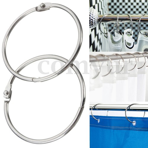 12Pcs Round Circular Stainless Steel Shower Curtain Hooks Rings Anti Rust Silver