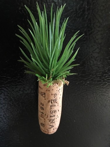10 Faux Succulent Wine Cork Planters With Magnets Custom and Handcrafted.