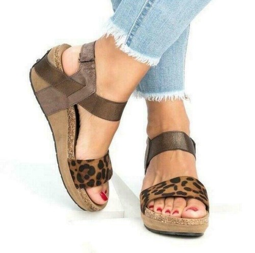 Details about / Women Retro Slingback Sandals Wedge Heel Open Toe Casual Shoes Slip On US New
