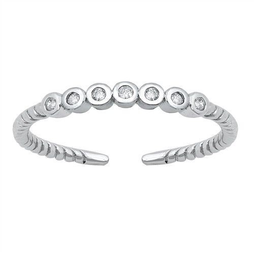 Toe Ring Genuine Sterling Silver 925 Clear CZ Jewelry Face Height 2 mm