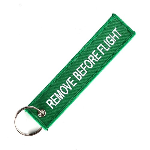 Woven Embroidery Remove Before Flight Key Chain Luggage Keyring Tag Zipper lot