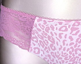 Victoria's Secret PINK NWT Medium Pink Leopard Print No Show Thong Panty Lace