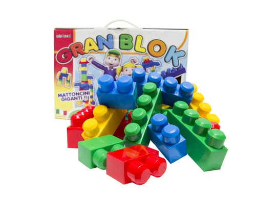 Set di 36 pz di Maxi Mattoncini Colorati Scatola con Costruzioni Bimbi