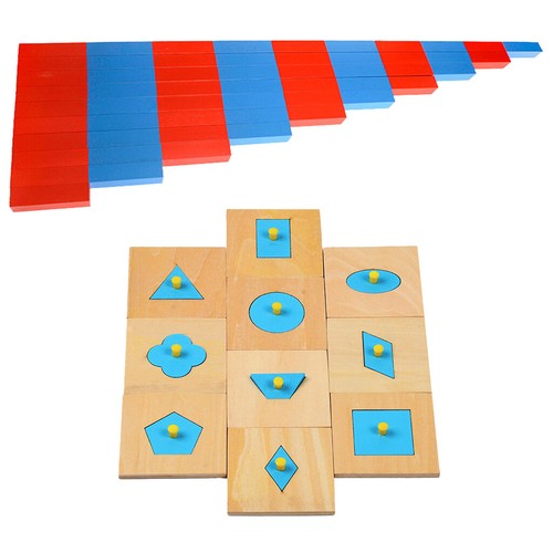 Montessori Wooden Toy Kids Learning Mini Number Rods /& Shape Sort Puzzles