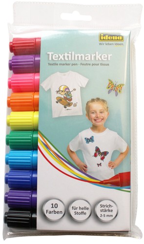 IDENA Textilmarker Wäschemarker Stoffmalstifte 10er-Set Textilstift WoW 60035