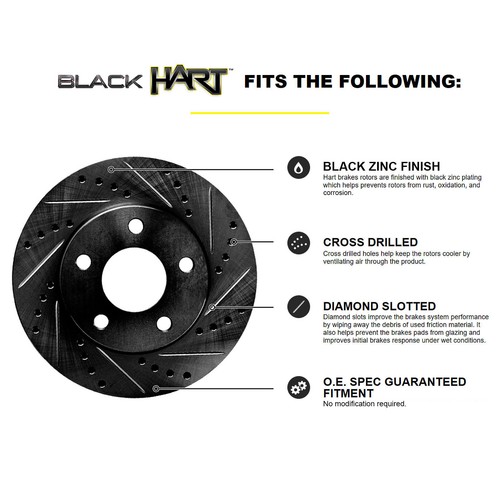 Fits 2011 Chevrolet Cruze Front Black Drill Slot Brake Rotors+Ceramic Pads