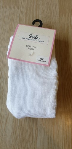 Bébés En Coton Blanc Riche Soft Collants 12 ans 18 mois