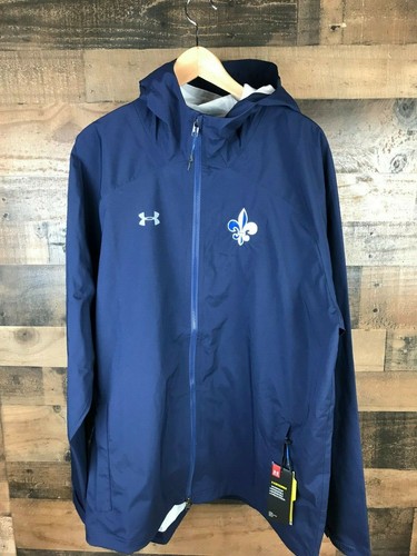 $130 Under Armour UA Storm Rain Jacket Navy Blue FLUER DE LIS LOGO NEW