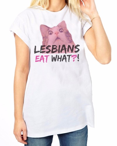 Lesbians Eat What ? Comedy Trending T-Shirt Ladies Comfy Hipster T-Shirt