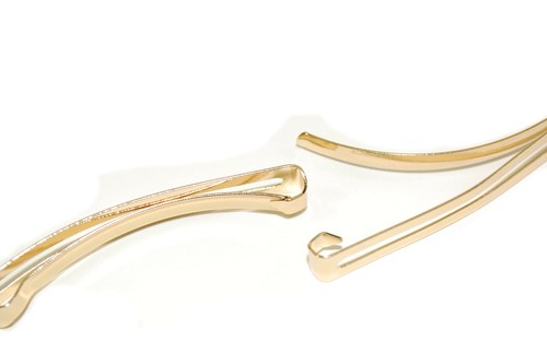 Gold Hair Slides. Pair of Double Straight Bar Clip-in End Barrettes