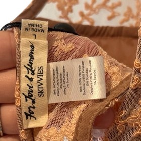 For Love & Lemons Skivvies Miranda Embroidery Sexy Bodysuit Orange Floral Large